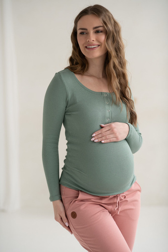 Tummy Milk&Love Umstands- und Stillshirt aus Viskose sage