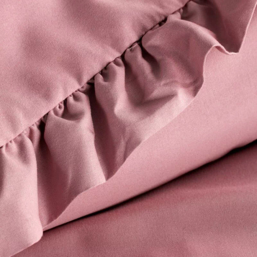 Eurofirany MI Mikrofaser-Bettwäsche mit Rüsche, weich, mit Reißverschluss, rosa