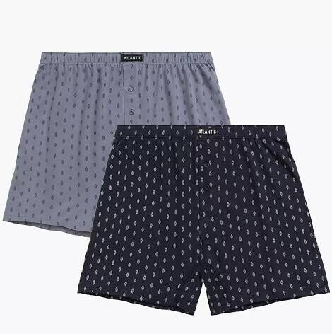2MBX-057 Atlantic Herren-Boxershorts – Marineblau-Grau