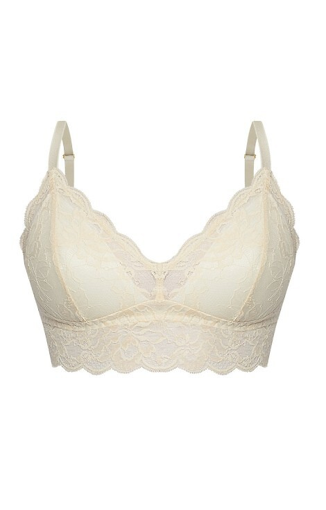 Kaja 02 Mefemi Soft-BH ohne Bügel, Sand – Spitze, weich, bequem, mit dekorativer Schleife