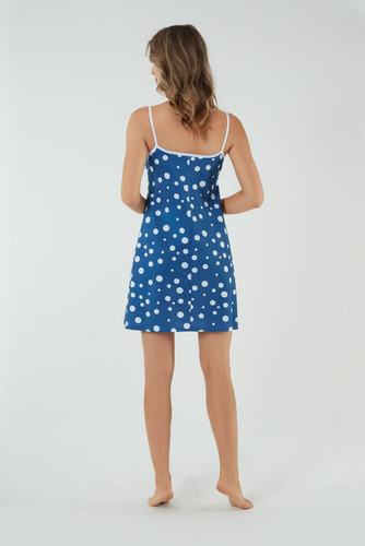 Ojos Nachthemd, schmaler Träger Italian Fashion - Blaudruck 