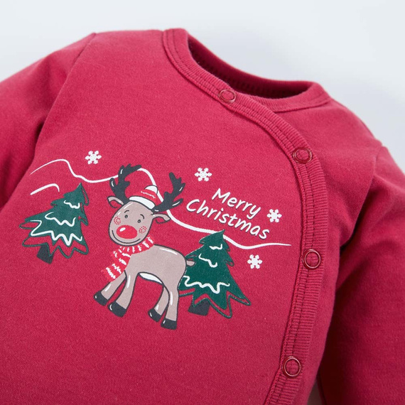 Hallo Rentier! Eevi Langarm-Body – Burgunderrot