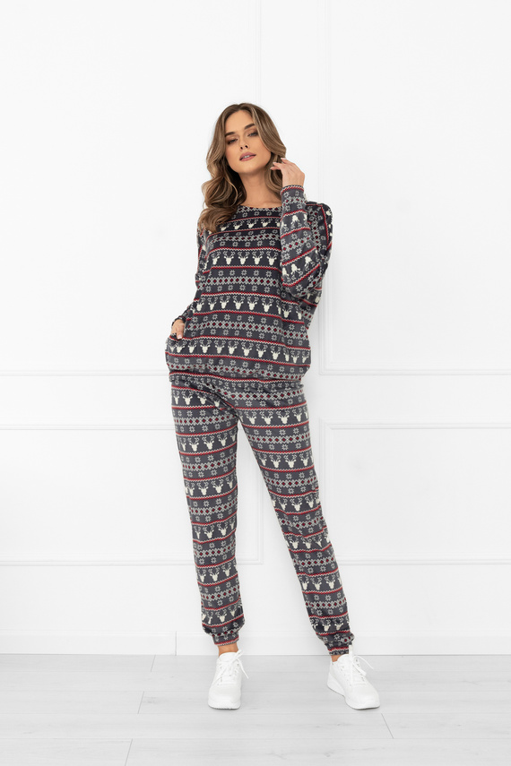 Damenset Navara - Fleeceset im Weihnachtsmuster mit Rentier Italian Fashion - graphit 