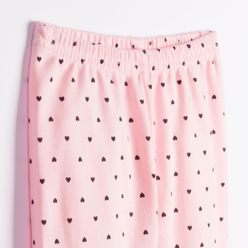 Mädchenpyjama Nicol Tosia 225038 aus Baumwolle, lang, rosa mit Herzchen