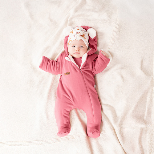 216270 Lala Nicol Trainingsanzug-Strampler – rosa Babyoverall mit Ohren, Größe 56-68