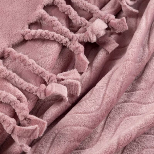 Emma Decke Tagesdecke mit Fransen Eurocurtains Pulver