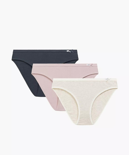 Höschen 3CLP-002 Sport Atlantic – Baumwolle, klassischer Schnitt, 3 Stück in einer Box graphit/rosa/beige