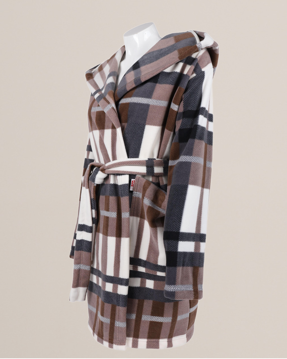 031 De Lafense Bademantel-Decke - warmer Fleece-Damenbademantel Super Cozy, braun