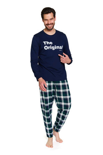 7341 Doctor Nap – Herren-Pyjama „The Original“ | 100 % Baumwolle, polnische Produktion – Marineblau