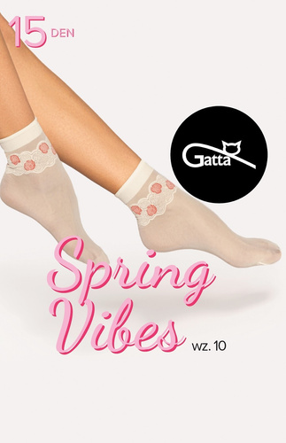 Spring Vibes wz.10 Damensocken 15 den Gatta - weiß sabbia-rot