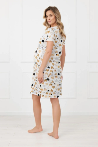 Umstands-Nachthemd Ariela Italian Fashion – Baumwolle, Kurzarm, Stillfunktion