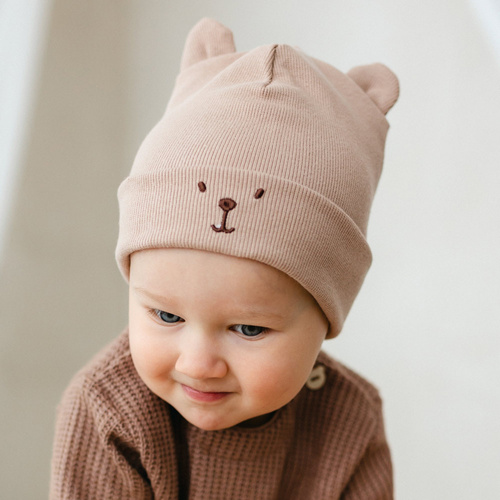 Beary Cool Eevi Kindermütze - Beige, Baumwolle, mit Ohren