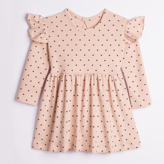 226166 Nicol HANIA Mädchenkleid 100% Baumwolle beige mit Herzen