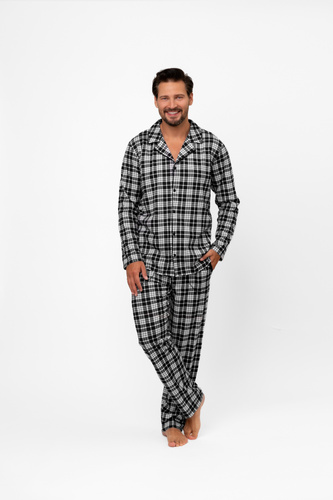 Herren Schlafanzug Klark - 100% Baumwolle, lange Ärmel und Hosen Italian Fashion