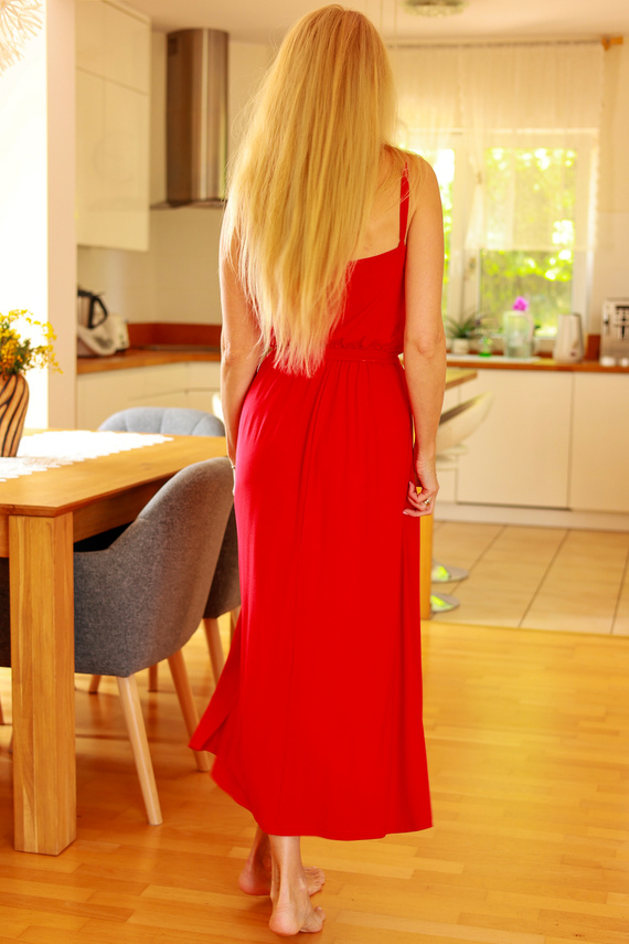 Grace Mirale – Langes Viskosekleid mit Schlitz | Polnische Produktion – rot