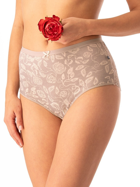 Damen-Baumwoll-Slip Key LPF 590 beige – 2 Stück im Karton, Spitze hinten