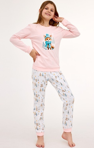 594/192 592/192 Baumwollpyjama für Mädchen von Fox Cornette, Fuchsmuster, lange Ärmel