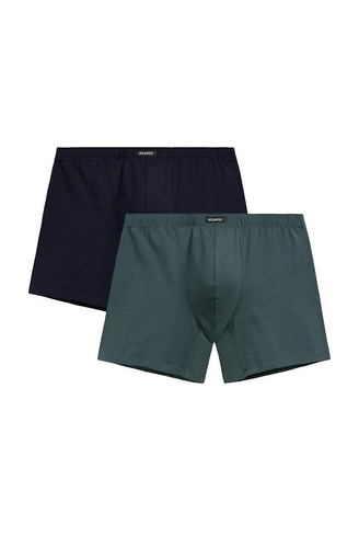 Atlantic Herren Boxershorts 2MH-173 Grün/Marineblau - Slim Fit, Baumwolle, 2er-Pack