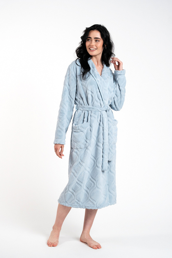 Morena Damen Fleece Morgenmantel Italian Fashion - blau 