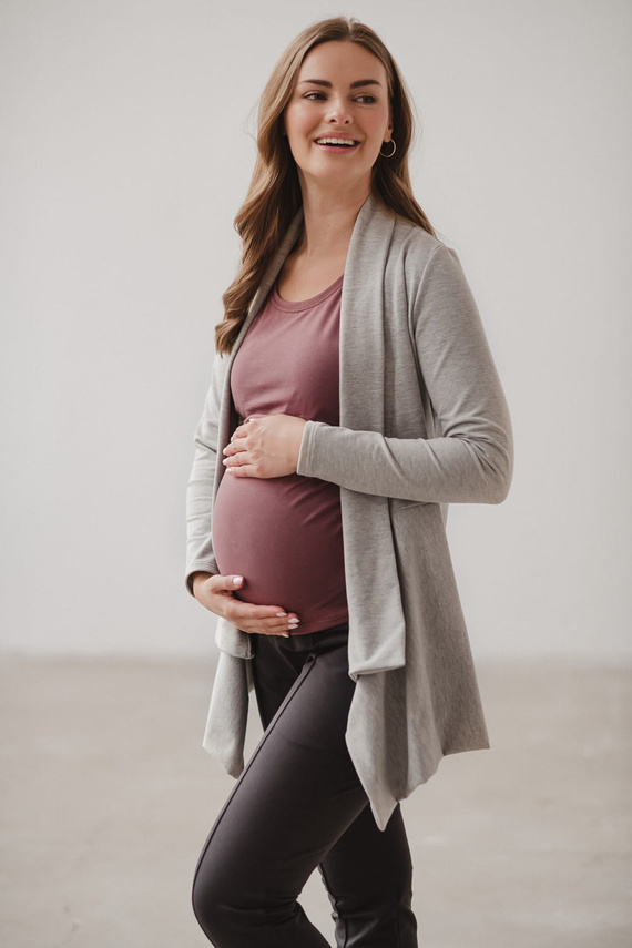 Mama Wrap Milk&Love Umstandsstrickjacke, hellgrau meliert