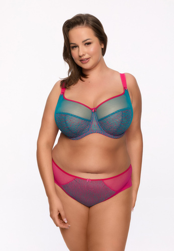 BSM 1294 Cintia Maxi Gaia Soft-BH – Fuchsia-Türkis, S16MX-Konstruktion, Tüll und Stickerei