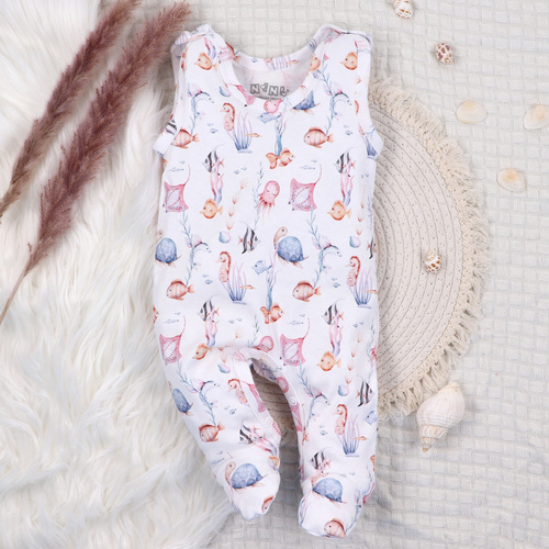 ABN-5480 Underwater World Nini Baby-Schlafanzug – Bio-Baumwolle, geschlossene Füße