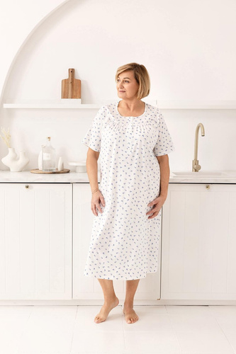 Nachtkleid 019 Regina – lang, aus Baumwolle, mit Knopfleiste | Eleganz und Komfort