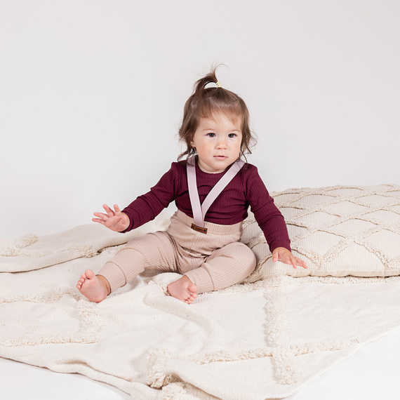 217097 Alisa Nicol Baumwoll-Body – Burgunderrot, gerippt, lange Ärmel