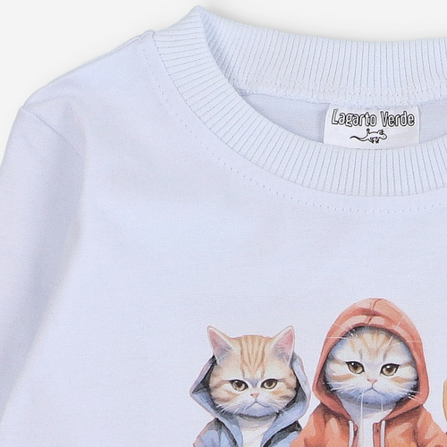 KAR-1010/BIA Jungenbluse mit langen Ärmeln Lagarto Verde weiß