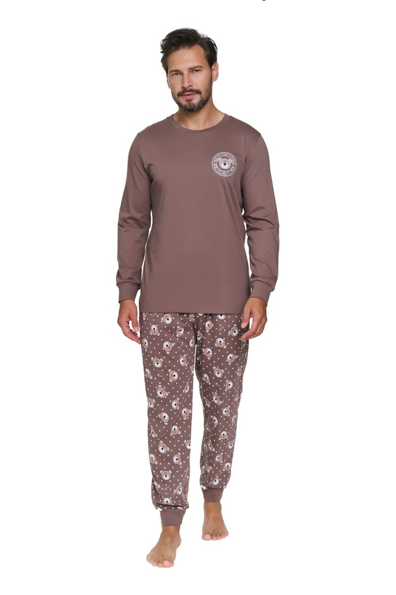 Doctor Nap 7508 Bear Club Damenpyjama braun 100% Baumwolle mit Bärenmotiv