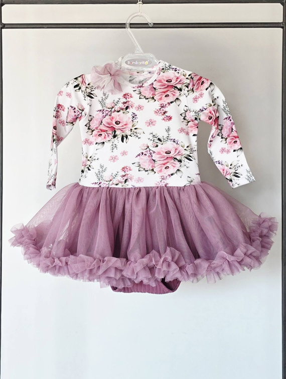 Mädchen Baumwoll-Kleid-Body Bambarillo Piwonie mit Tüllrock