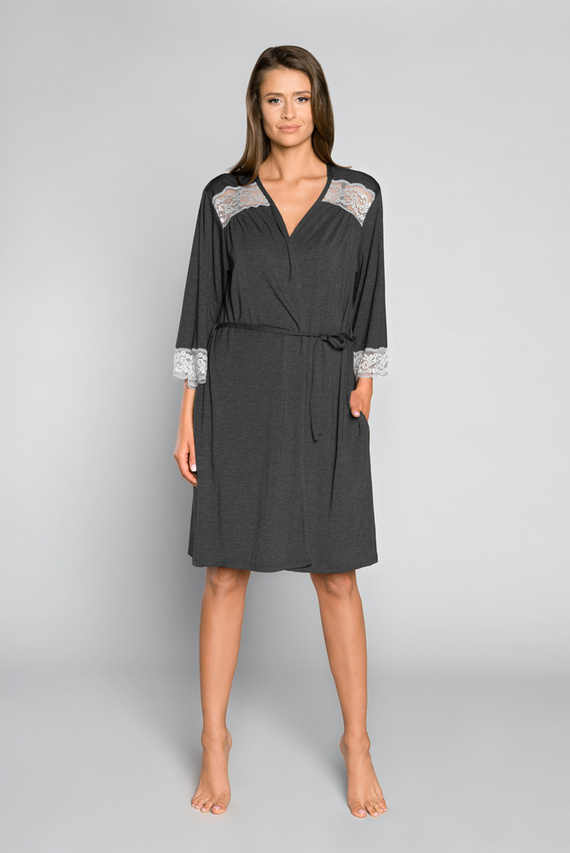 Sonata Damen Morgenmantel Italian Fashion dunkel melange