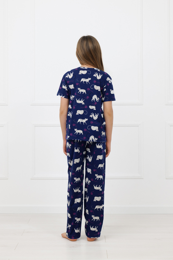 Mädchenpyjama Mimi Italian Fashion 100% Baumwolle – kurzer Ärmel, lange Hose
