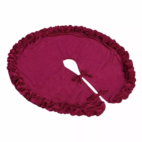 Weihnachtsbaumteppich 80 cm, burgunderroter Samt NL24 – ein eleganter Abschluss der Weihnachtsdekoration