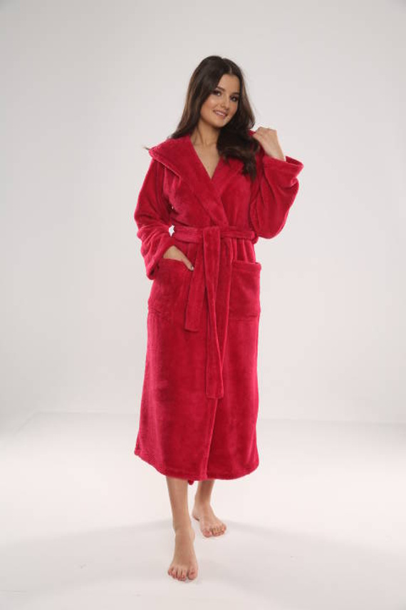 807 Luna II Ladies' Long Dressing Gown Forex - Himbeere