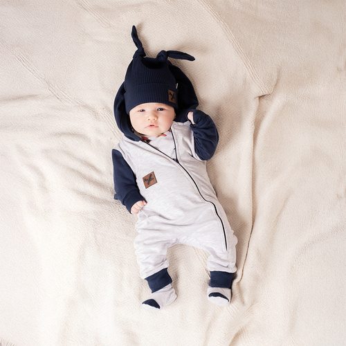 219271 Willy-Trainingsanzug Clown Nicol – Grau und Marineblau mit Kapuze und Reißverschluss