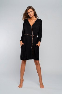 Eila Bademantel Italian Fashion 3/4 Ärmel - Leopardenmuster