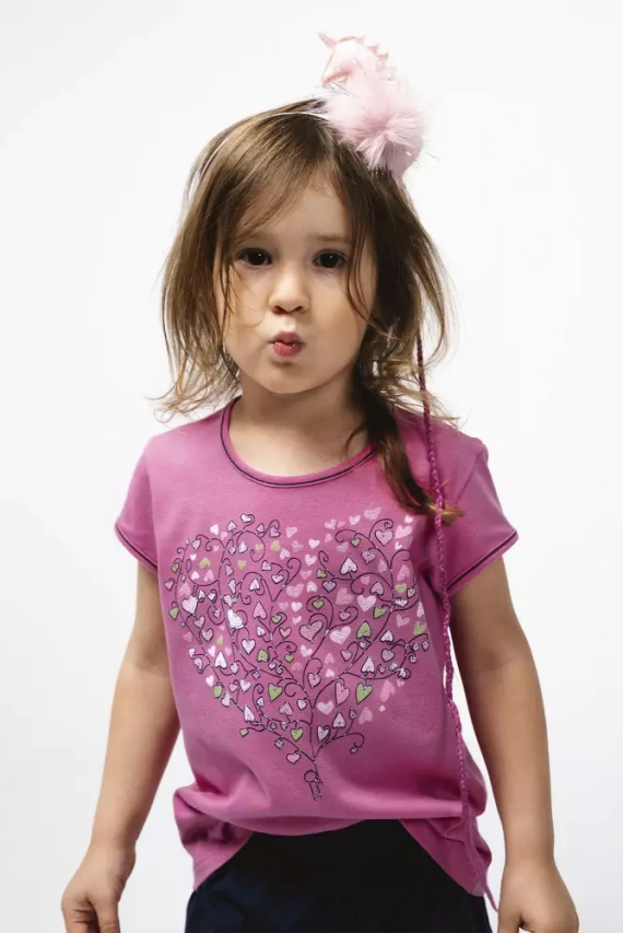 Ontega Mädchen Schlafanzug Italian Fashion - amaranth/ dunkelblau