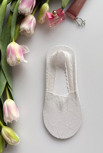 Damen Ballerina-Socken Magnetis Spitze mit Silikon – unsichtbare Füßlinge white