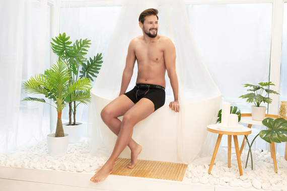 Fluo Herren Boxershorts Italian Fashion - schwarz/fluo orange