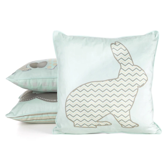 Frühling 1 Osterkissenbezug aus Samt, verziert mit einem Hasen-Print Eurocurtains Mint