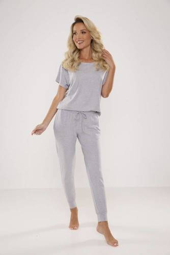524 Paula Damen Schlafanzug De Lafense - hell melange