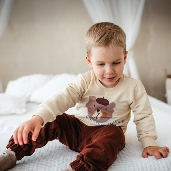 Sweatshirt „Beary Cool Eevi“ – hellbeige, Baumwolle, Teddybären-Print