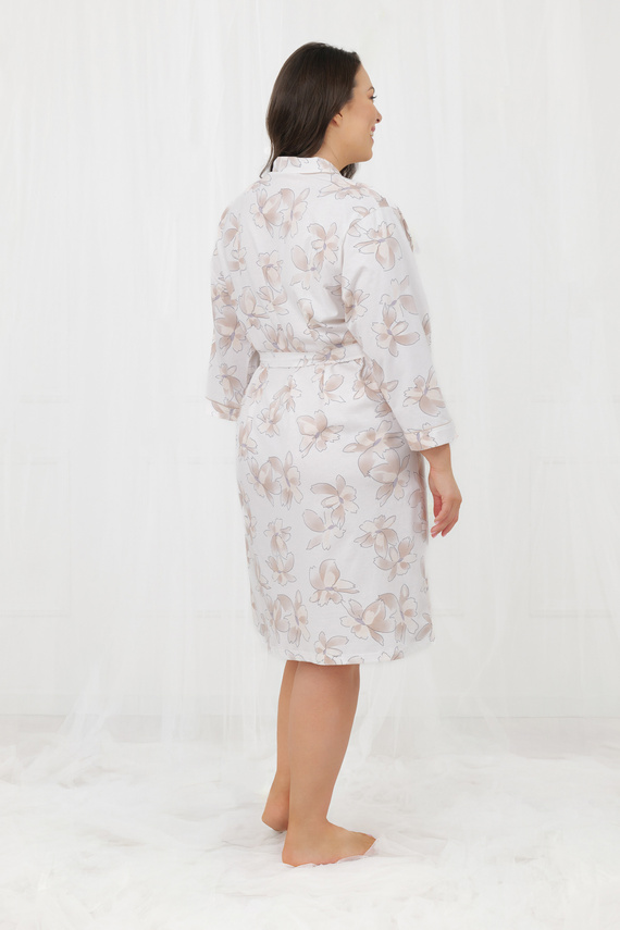 Damen Bademantel Arola Italian Fashion – Baumwolle, 3/4-Arm, Bindegürtel