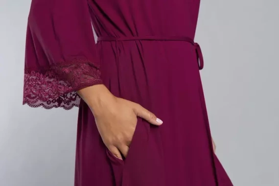 Samaria Robe Italienische Mode 3/4 Ärmel - Wein