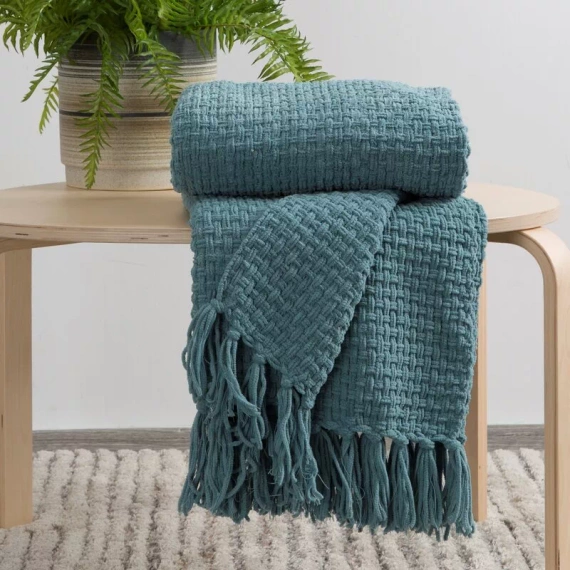 Suzi Gewebte Tagesdecke mit Fransen, Eurocurtains, Minze