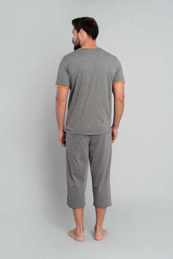 Marek Herren Schlafanzug kurzarm, 3/4 Hose Italian Fashion- mittel melange