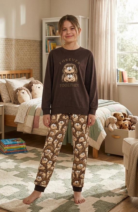 Mädchenpyjama Cornette Snack 594/200, 592/200 – lang, mit Eichhörnchen