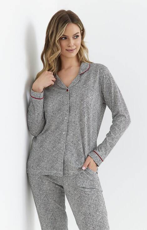 410 Cana Damen-Pyjama mit Reißverschluss – Graphit