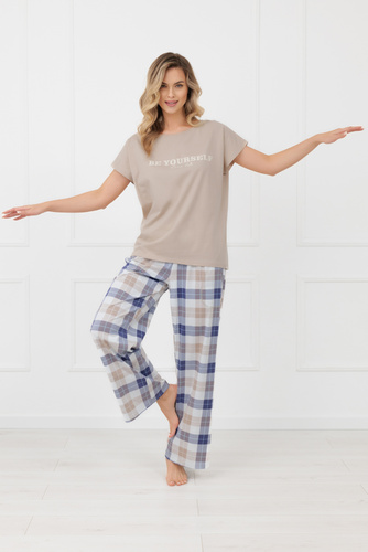 Damen Pyjama Rima Italian Fashion 100% Baumwolle lange Hose